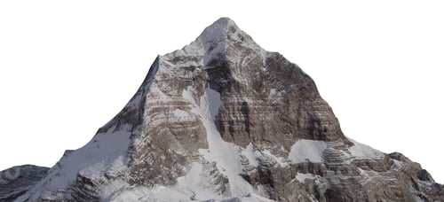 Preview: Snow Covered Mountain Peak 3D Rendering Of Rugged Alpine Summit And Rocky Winter Landscape