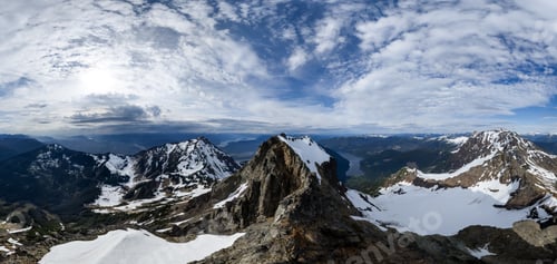 Preview: Snowy Mountain Panorama Over Alpine Lakes and Jagged Peaks in British Columbia, Canada