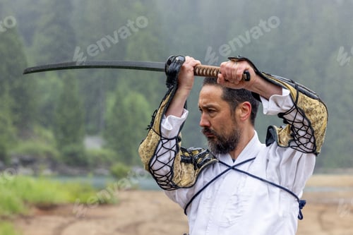 Preview: Samurai Training With Katana Sword in Rain at Stave Lake, Mission, British Columbia