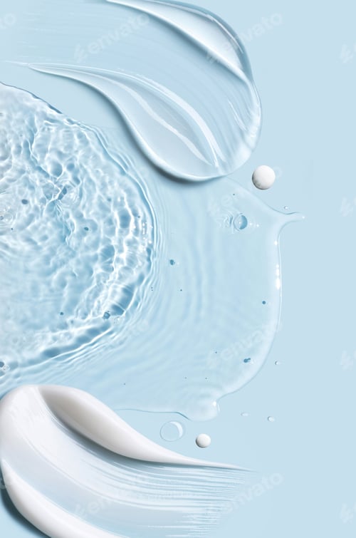 Preview: Cosmetic Cream Smears, Smooth and Shiny Texture, Water Texture Ripple Wave Clean Transparent Water