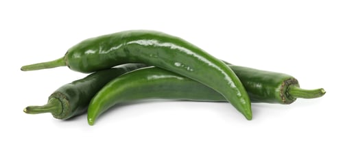 Preview: Fresh green chili peppers isolated on white