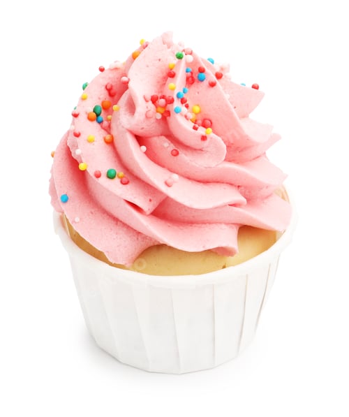 Preview: Yummy cupcake with sprinkles isolated on white