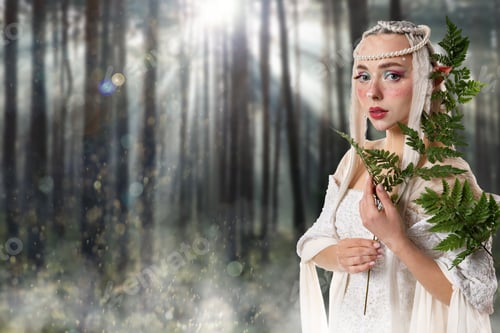 Preview: Beautiful elf girl in enchanted forest. Mysterious fairy