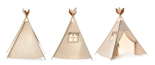 Preview: Cute wigwam for children isolated on white, set