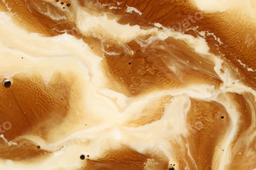 Preview: Delicious coffee with milk and bubbles as background, top view