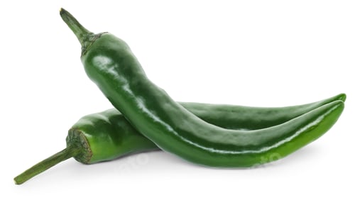 Preview: Fresh green chili peppers isolated on white