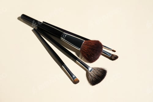 Preview: Set of makeup brushes on beige background