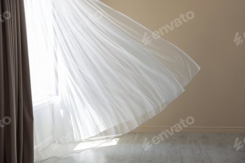Preview: Window with stylish curtains in room. Interior design