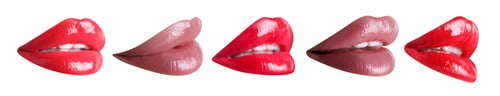 Preview: Set of female lips with lipstick isolated on white