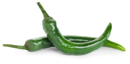 Preview: Fresh green chili peppers isolated on white