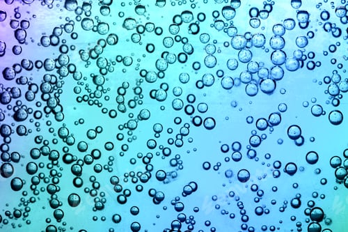Preview: Many bubbles, view through clear glass. Closeup