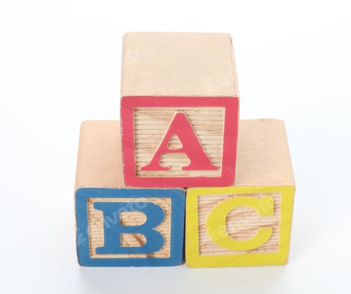 Preview: Wooden cubes with letters on white background