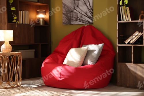 Preview: Comfortable bean bag with cushions in stylish room