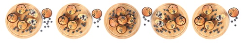 Preview: Delicious muffins with blueberries isolated on white, set