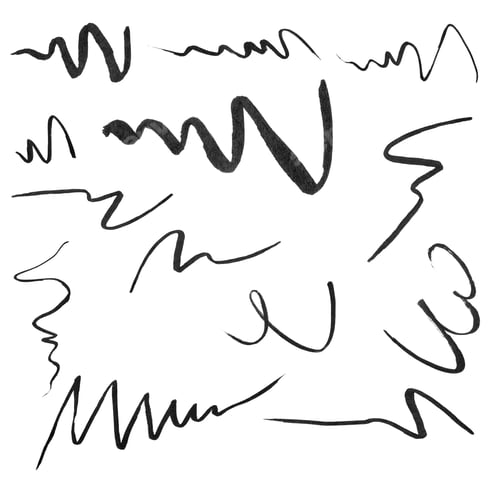 Preview: Black eyeliner. Collection of strokes isolated on white