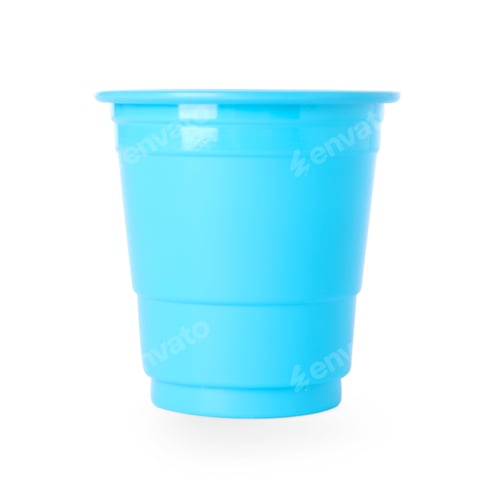 Preview: One blue plastic cup isolated on white
