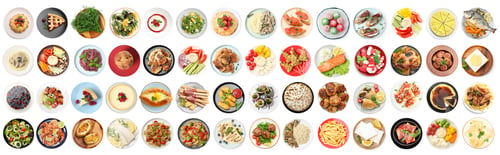 Preview: Big collection of different dishes isolated on white, top view