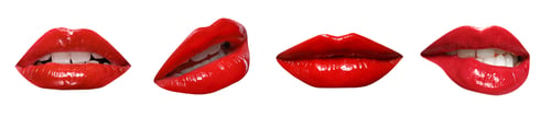 Preview: Female lips with red lipstick isolated on white, collage