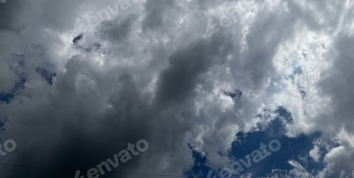 Preview: Sky with grey rain clouds, banner design