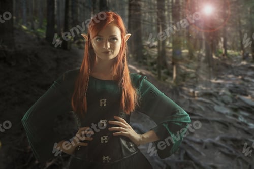 Preview: Beautiful elf girl in enchanted forest. Mysterious fairy