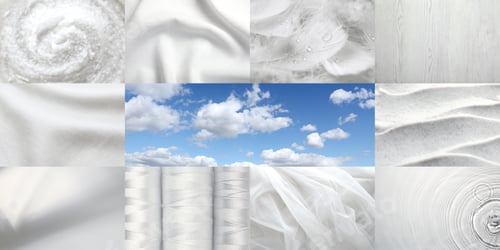 Preview: Color of year. Collage with different textures in light shade and clouds