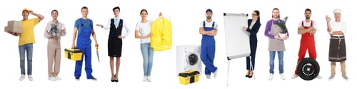 Preview: Choosing profession. People of different occupations on white background, collage of portraits