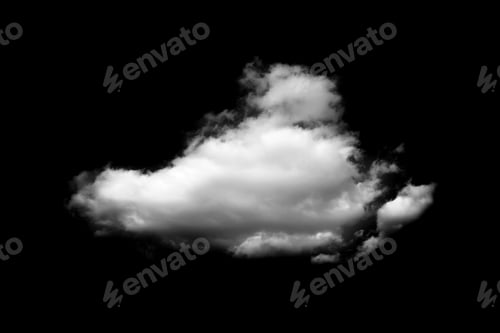 Preview: Fluffy white clouds floating on black background