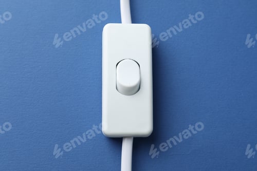 Preview: Cord switch for lamp on blue background, top view