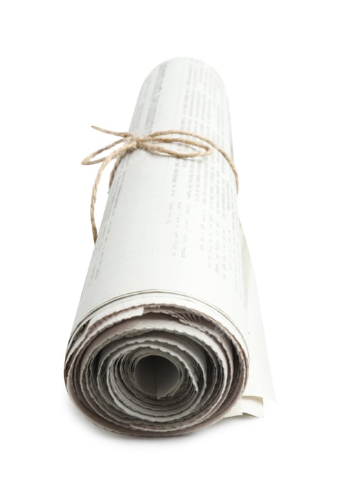 Preview: One roll of newspaper isolated on white