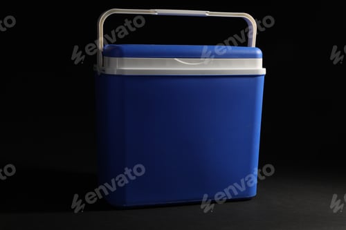 Preview: One blue cool box on black background