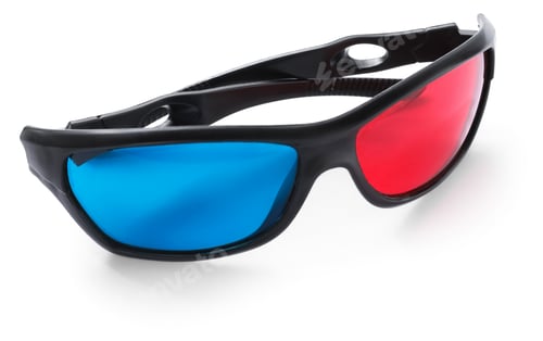 Preview: Plastic 3d glasses isolated on white. Movie accessory