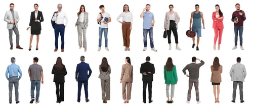 Preview: Group of different men and women on white background
