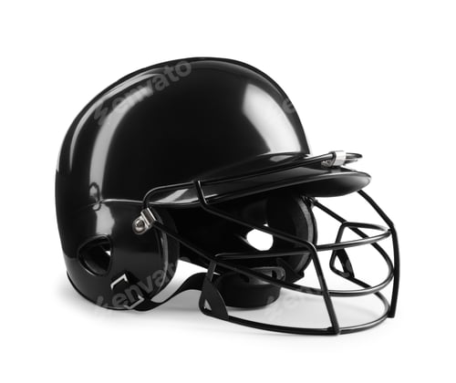 Preview: Black baseball batting helmet isolated on white
