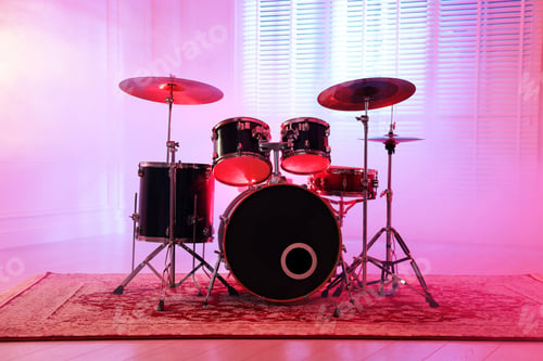Preview: Modern drum kit in studio. Musical instrument
