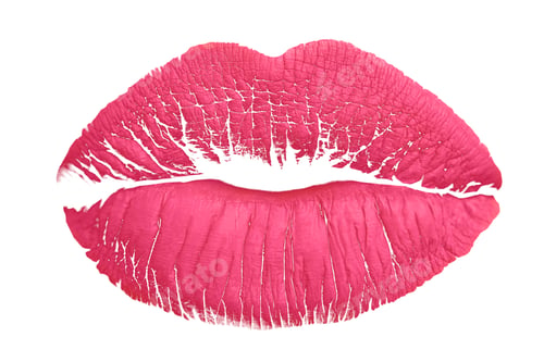 Preview: Pink lipstick kiss mark on white background
