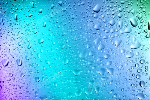 Preview: Glass surface with water drops, closeup view