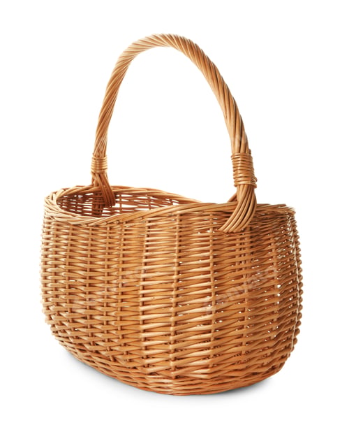 Preview: One empty wicker basket isolated on white