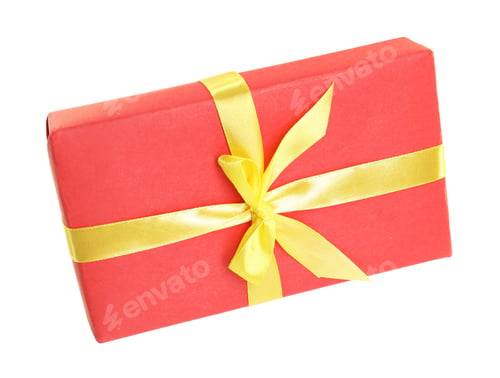 Preview: One beautiful gift box in air isolated on white