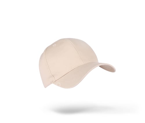 Preview: Beige baseball cap in air on white background. Type of hat