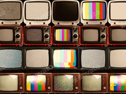 Preview: Creative art collage with many retro TV sets
