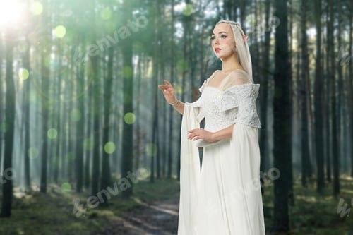 Preview: Beautiful elf girl in enchanted forest. Mysterious fairy