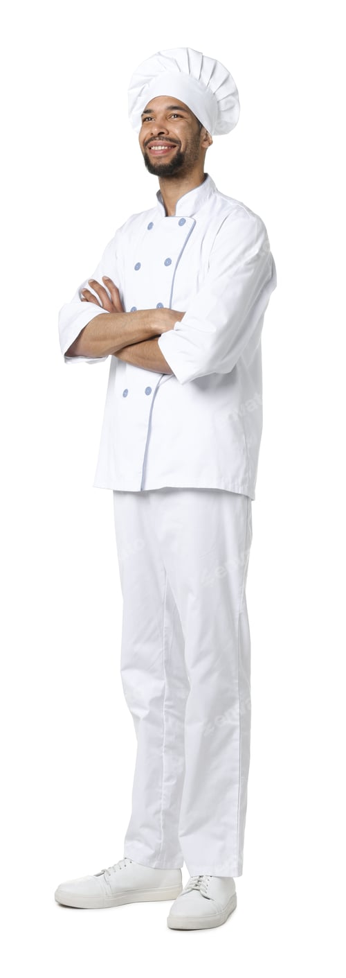 Preview: Professional chef in uniform on white background