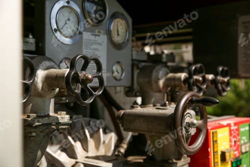 Preview: View of details inside fire truck, closeup