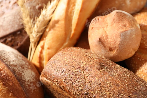 Preview: Different types of bread and spikes, closeup