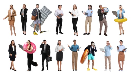 Preview: Office workers on white background. Collection of portraits