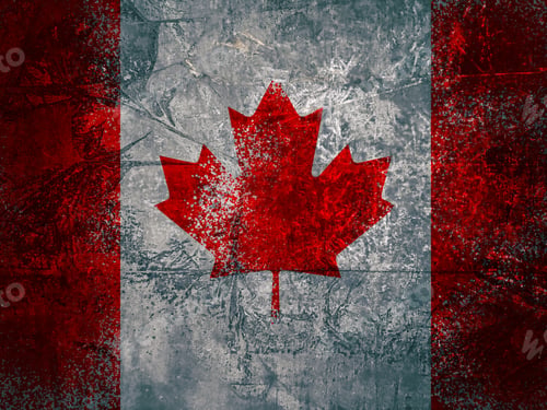 Preview: Flag of Canada with maple leaf on textured surface as background