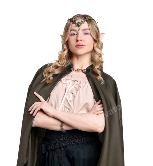 Preview: Portrait of beautiful elf girl on white background
