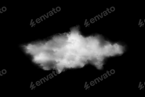 Preview: Fluffy white cloud floating on black background