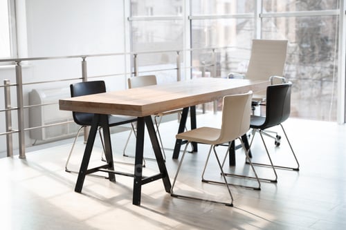 Preview: Stylish table and chairs in office. Interior design