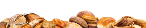 Preview: Various types of bread isolated on white. Banner design